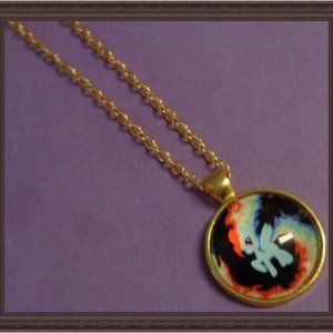 Gold Tone My Little Pony Raindow Dash Necklace